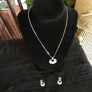 Necklace, earrings